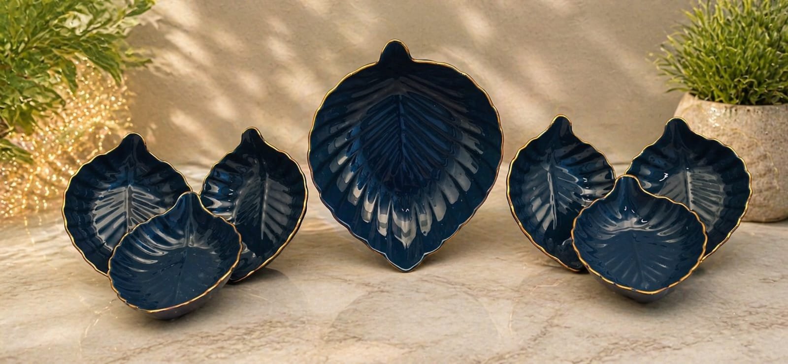 Royal Leaf Dessert Bowl Set - Image 3